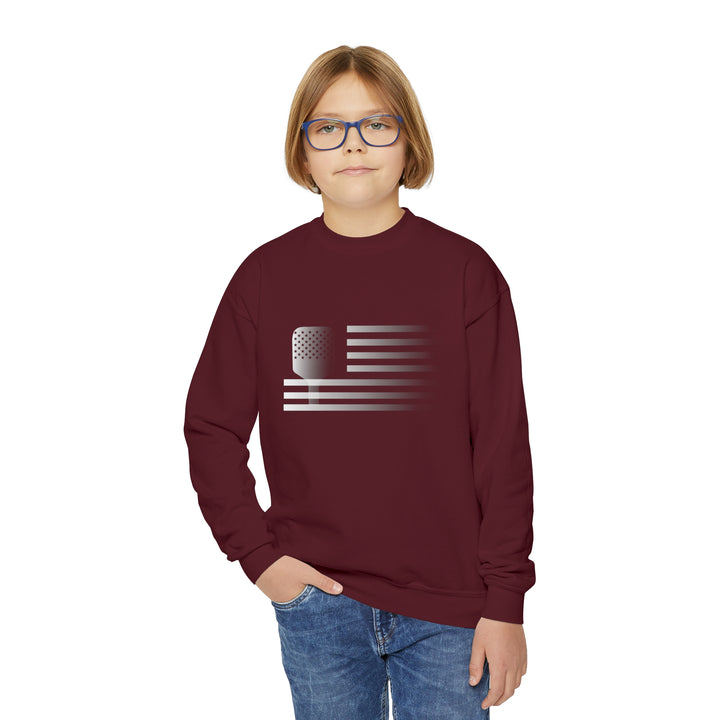 Paddle Flag Youth Crewneck Sweatshirt - Great Pickleball Stuff