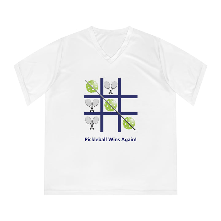 Pickleball Tic Tac Toe Tennis Women's Moisture-Wicking V-Neck T-Shirt - Great Pickleball Stuff