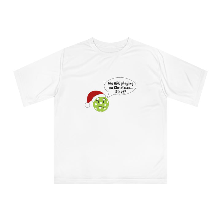 Pickleball Playing on Christmas Unisex Moisture-Wicking T-Shirt - Great Pickleball Stuff