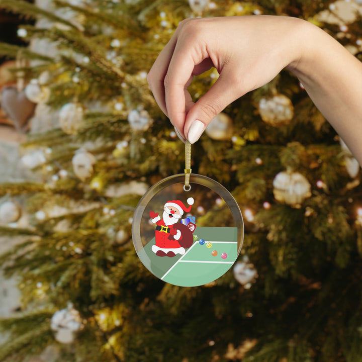 Pickleball Late Santa Glass Christmas Ornament - Great Pickleball Stuff