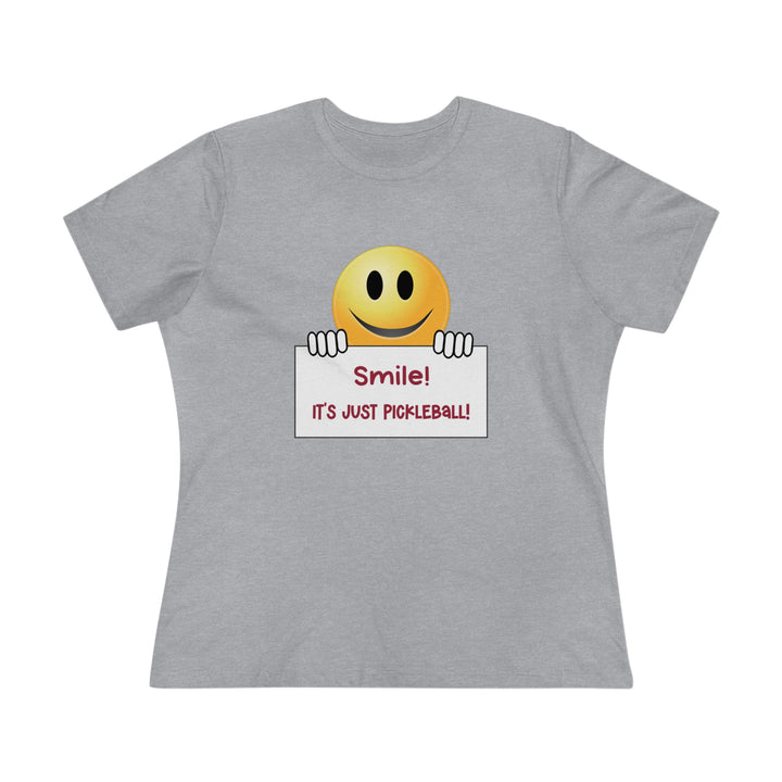 Smile It's Just Pickleball Women's Relaxed-Fit T-shirt - Great Pickleball Stuff