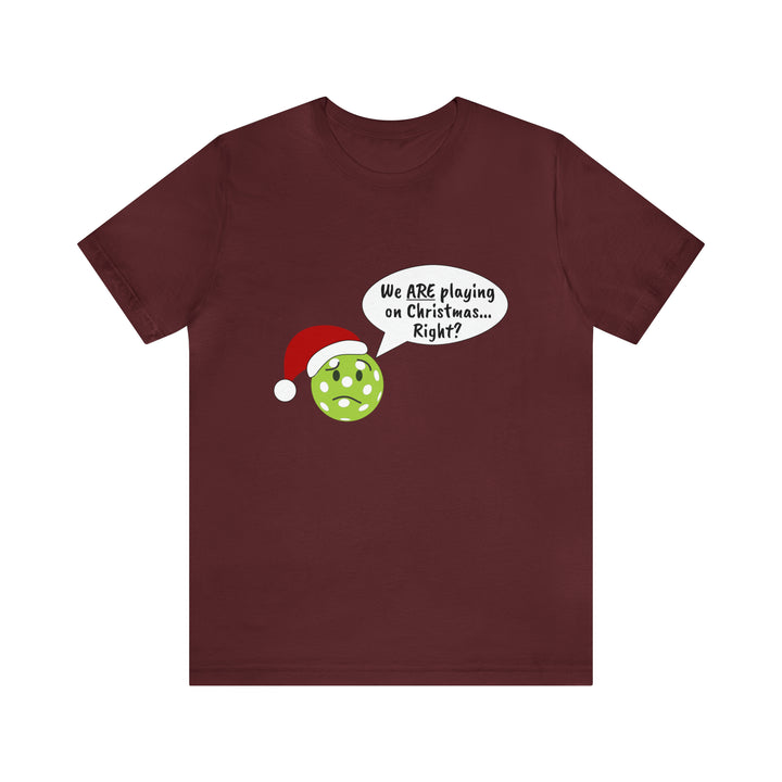 Pickleball Playing on Christmas Unisex T-Shirt - Great Pickleball Stuff