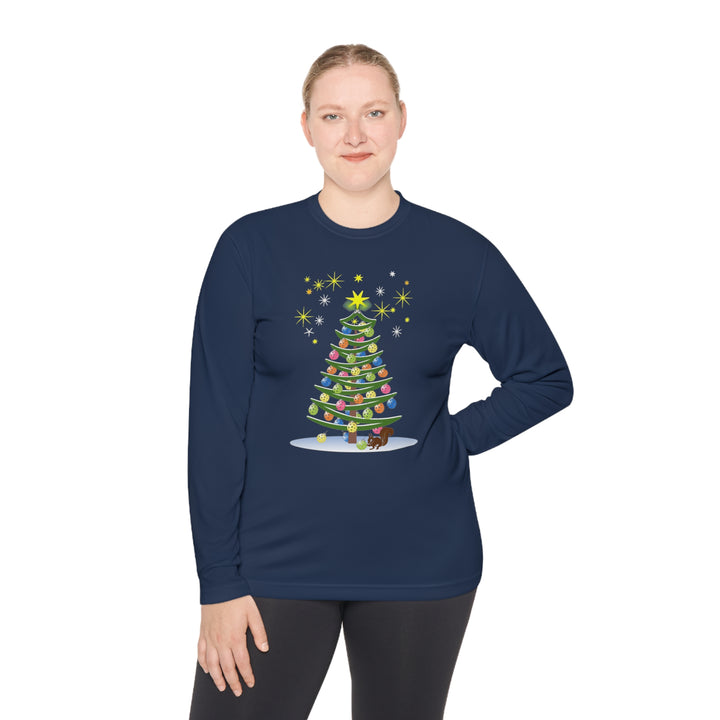 Pickleball Christmas Tree Unisex Moisture-Wicking Long Sleeve Tee - Great Pickleball Stuff