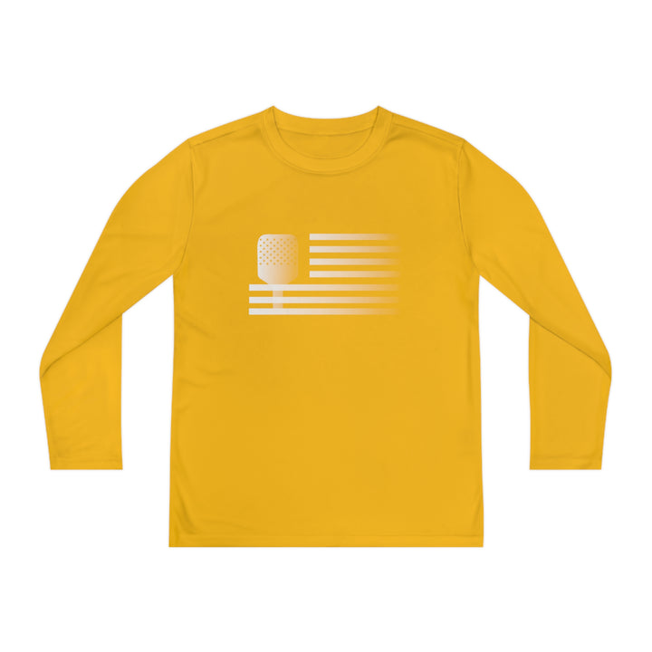 Paddle Flag  Youth Long Sleeve Moisture-Wicking T-Shirt - Great Pickleball Stuff