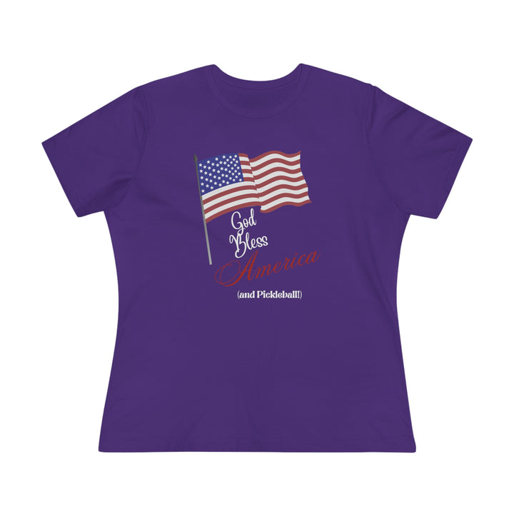 God Bless America and Pickleball Women's Relaxed-Fit T-shirt - Great Pickleball Stuff