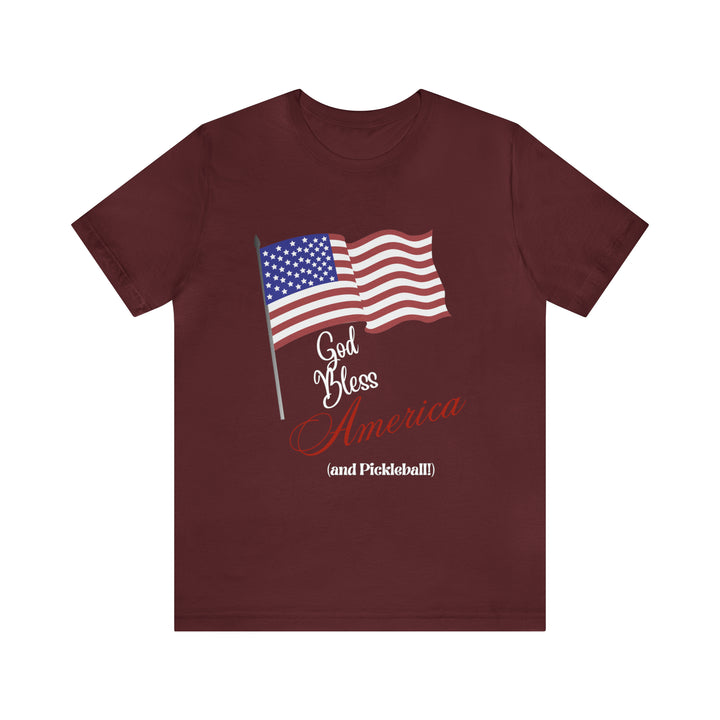 God Bless America and Pickleball Unisex T-Shirt - Great Pickleball Stuff