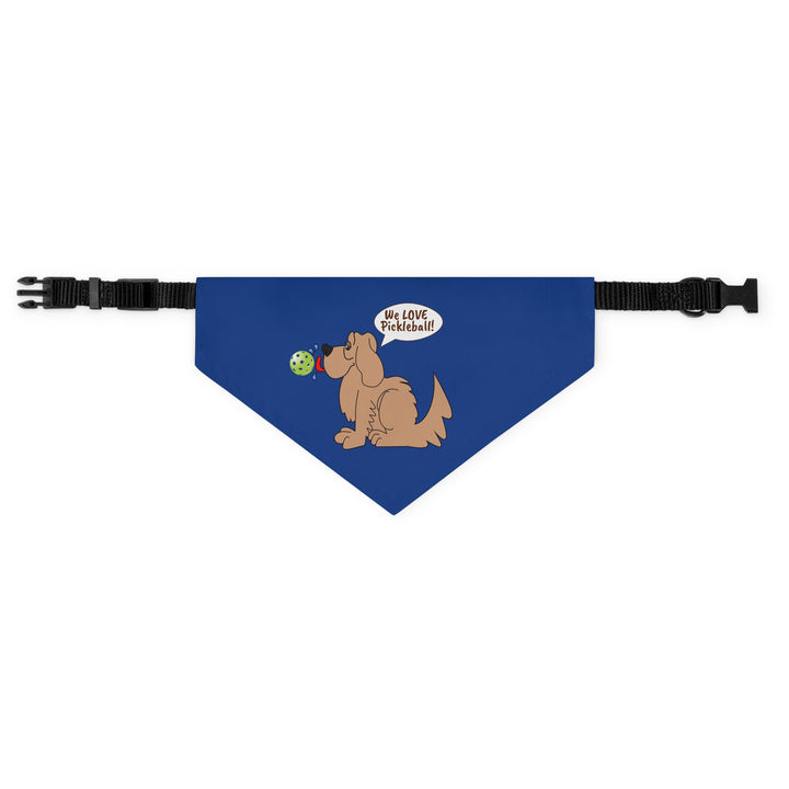 We Love Pickleball Pet Bandana with Collar (Navy)-Great Pickleball Stuff