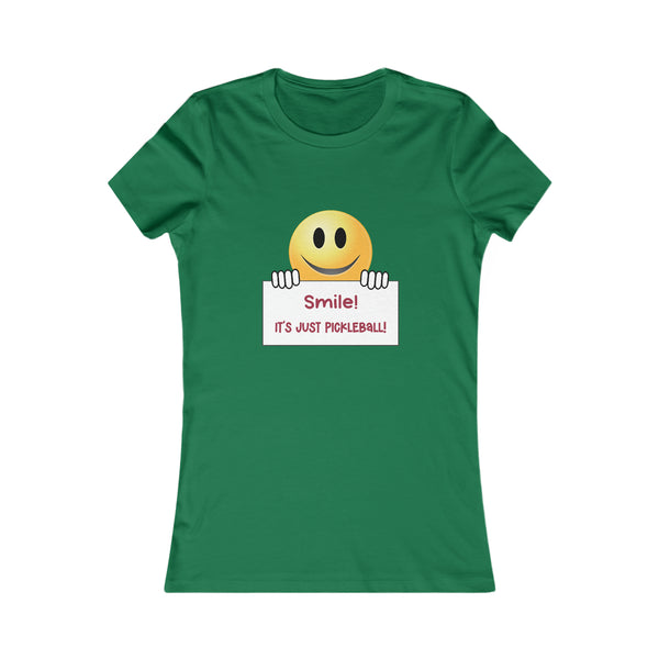 Smile It's Just Pickleball Women's Slim-Fit Premium Cotton T-Shirt - Great Pickleball Stuff