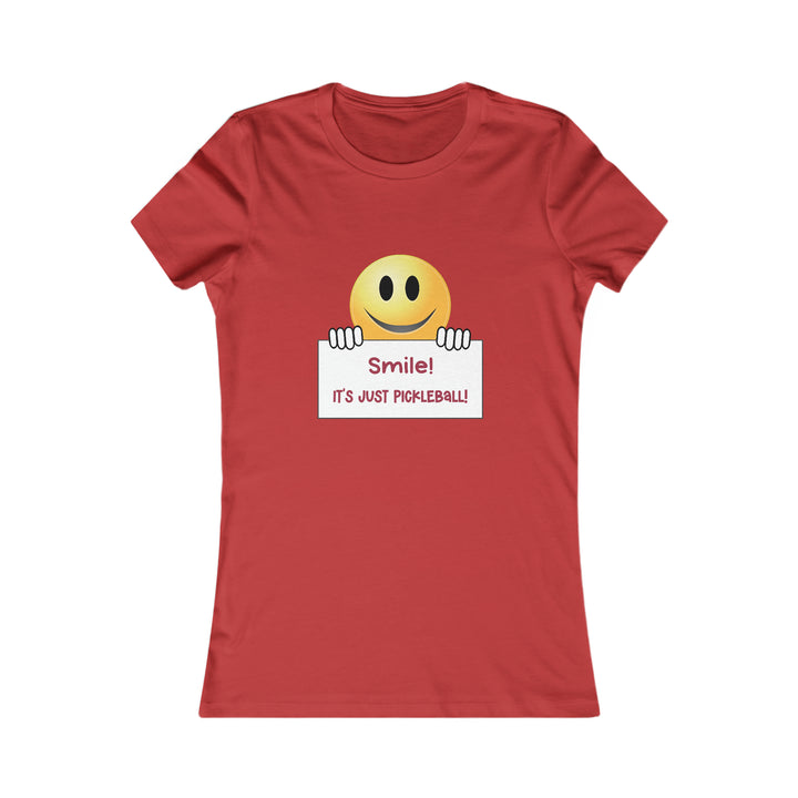 Smile It's Just Pickleball Women's Slim-Fit Premium Cotton T-Shirt - Great Pickleball Stuff