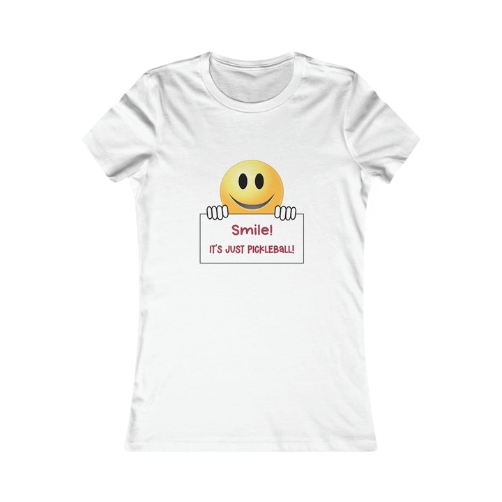 Smile It's Just Pickleball Women's Slim-Fit Premium Cotton T-Shirt - Great Pickleball Stuff