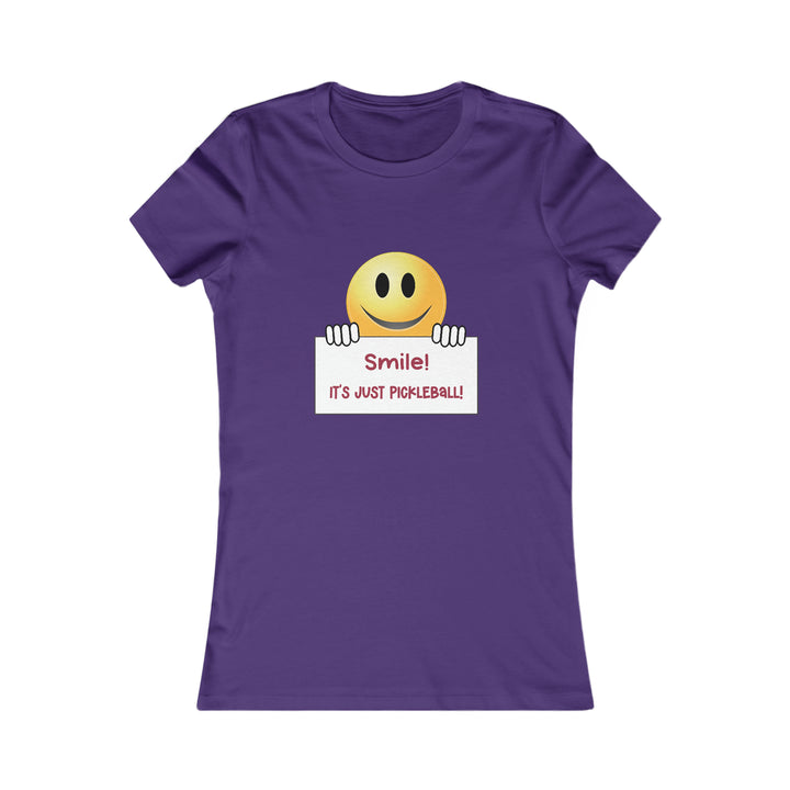 Smile It's Just Pickleball Women's Slim-Fit Premium Cotton T-Shirt - Great Pickleball Stuff