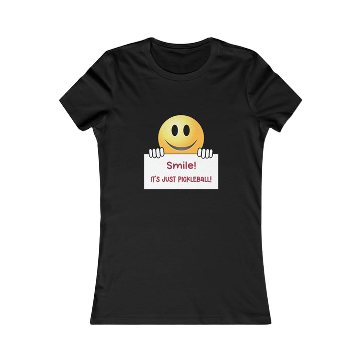 Smile It's Just Pickleball Women's Slim-Fit Premium Cotton T-Shirt - Great Pickleball Stuff