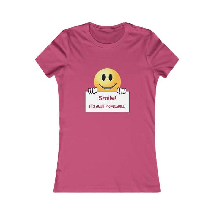 Smile It's Just Pickleball Women's Slim-Fit Premium Cotton T-Shirt - Great Pickleball Stuff