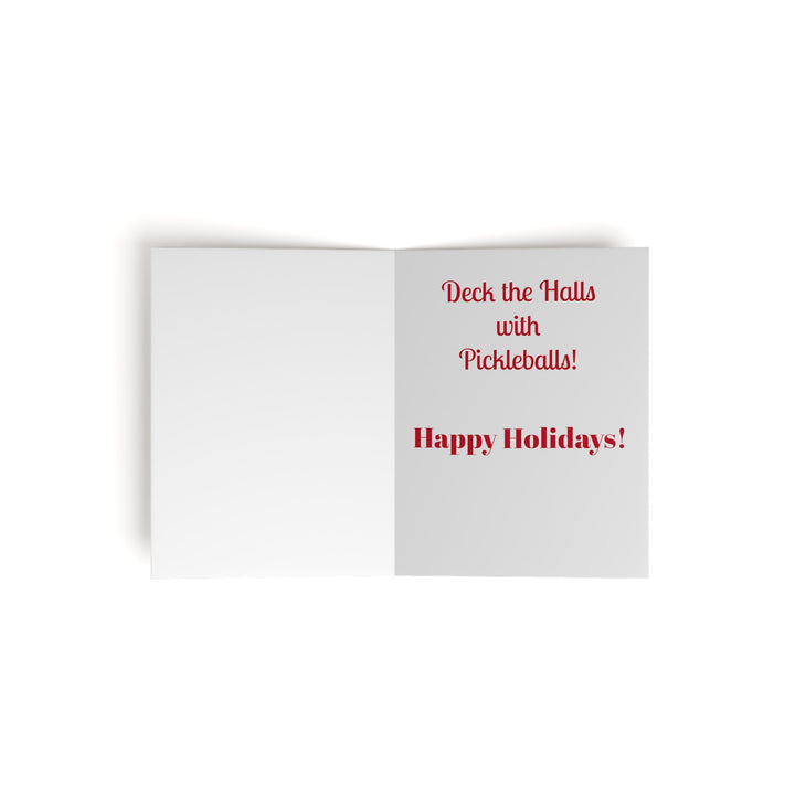 Pickleball Happy Holidays Greeting Cards (Folded with Envelopes) (Gold) - Great Pickleball Stuff