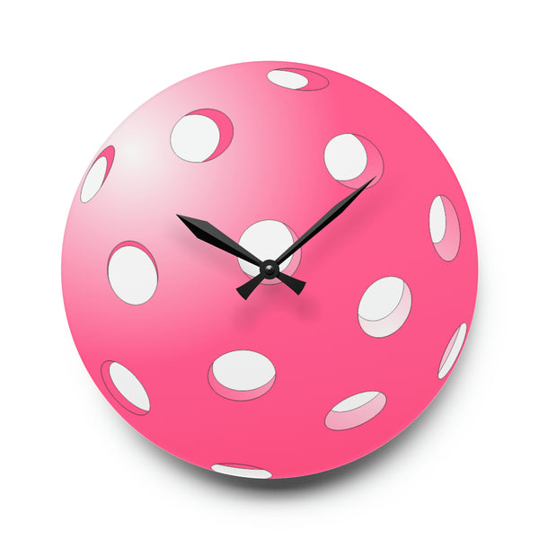 Pink Pickleball for Life Acrylic Wall Clock