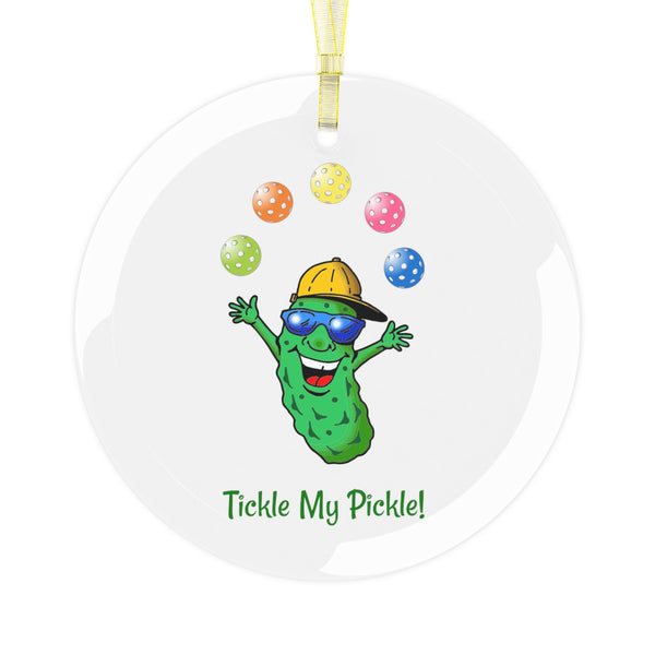 Tickle My Pickle Glass Window Hanging-Great Pickleball Stuff