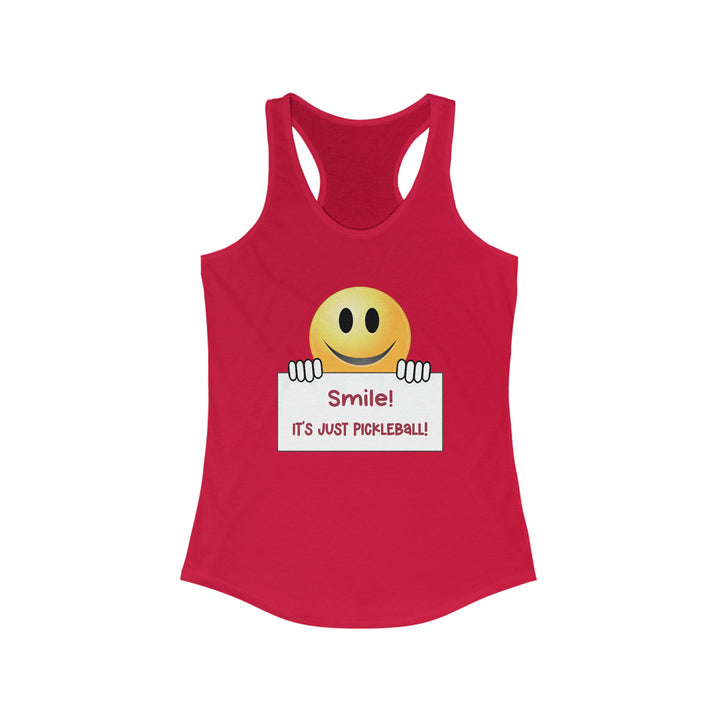 Smile It's Just Pickleball Women's Racerback Tank - Great Pickleball Stuff