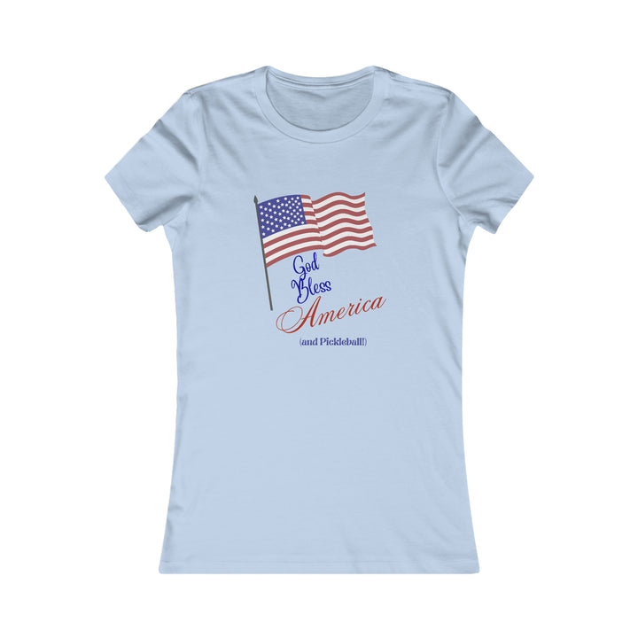 God Bless America and Pickleball Women's Slim-Fit Premium Cotton T-Shirt - Great Pickleball Stuff