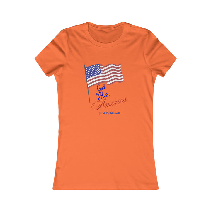 God Bless America and Pickleball Women's Slim-Fit Premium Cotton T-Shirt - Great Pickleball Stuff