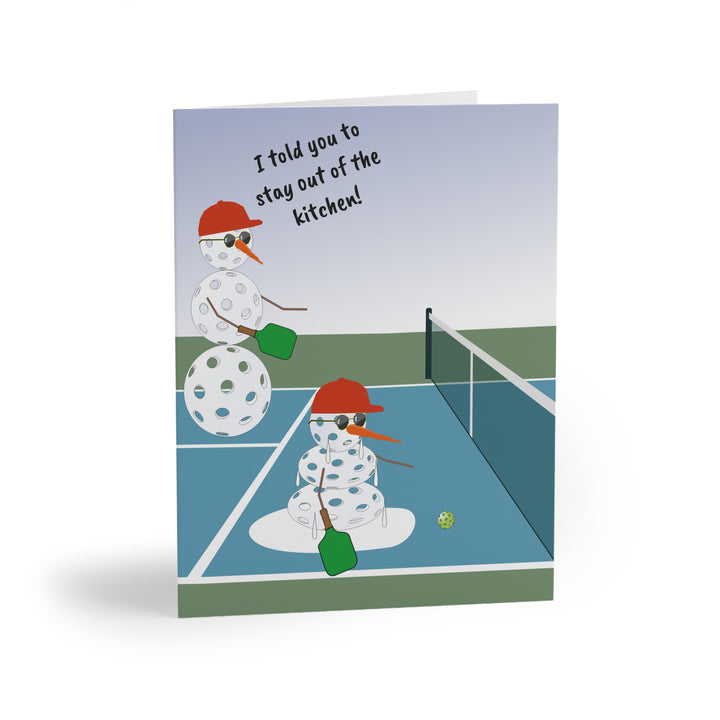 Pickleball Snowmen Greeting Cards (Folded with Envelopes)-Great Pickleball Stuff