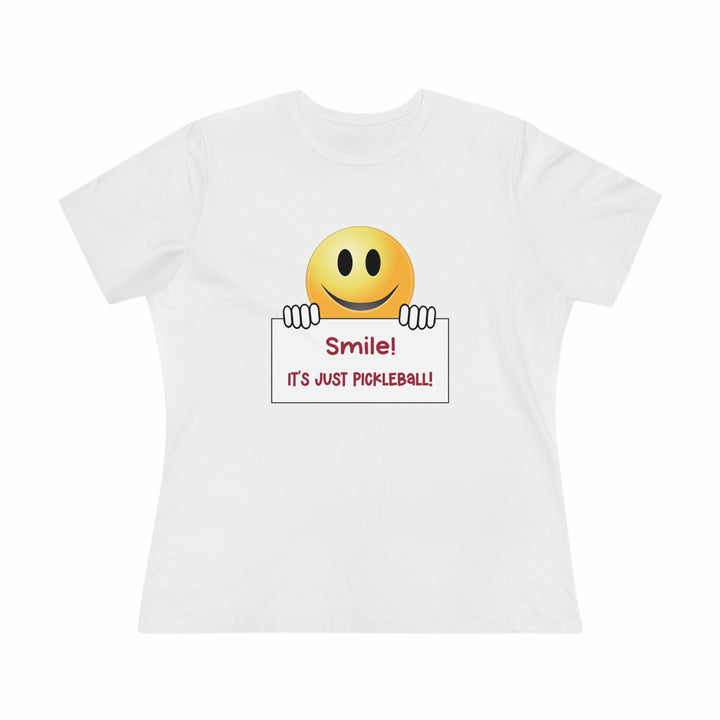 Smile It's Just Pickleball Women's Relaxed-Fit T-shirt - Great Pickleball Stuff