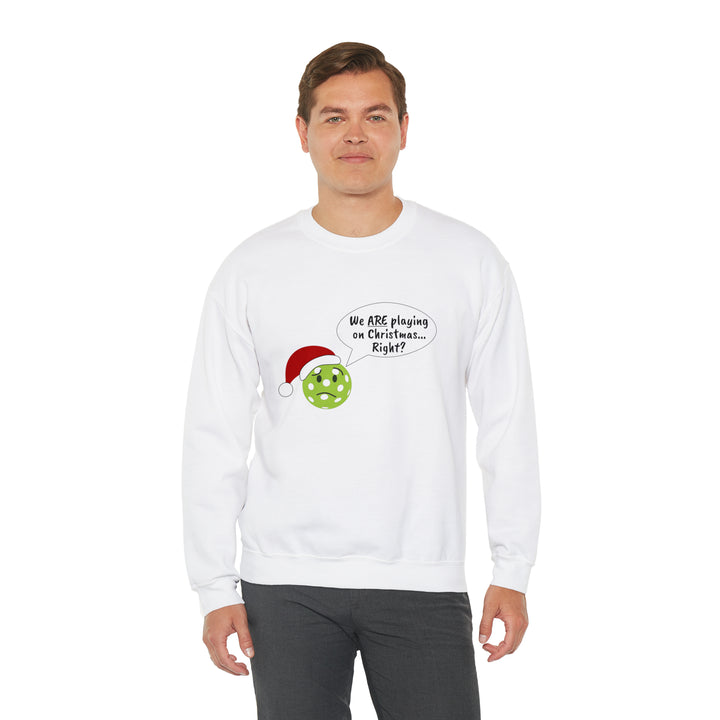 Pickleball Playing on Christmas Unisex Crewneck Sweatshirt - Great Pickleball Stuff