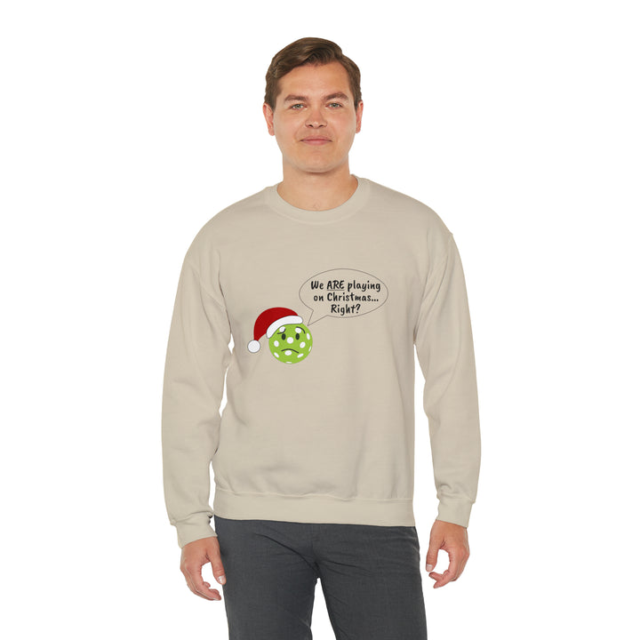 Pickleball Playing on Christmas Unisex Crewneck Sweatshirt - Great Pickleball Stuff