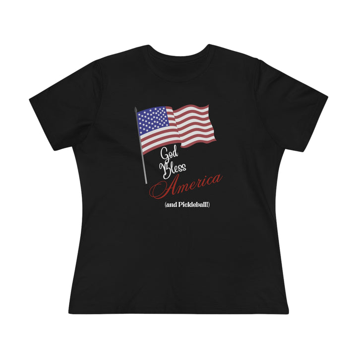 God Bless America and Pickleball Women's Relaxed-Fit T-shirt - Great Pickleball Stuff