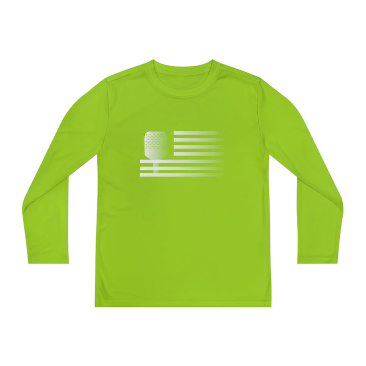 Paddle Flag  Youth Long Sleeve Moisture-Wicking T-Shirt - Great Pickleball Stuff