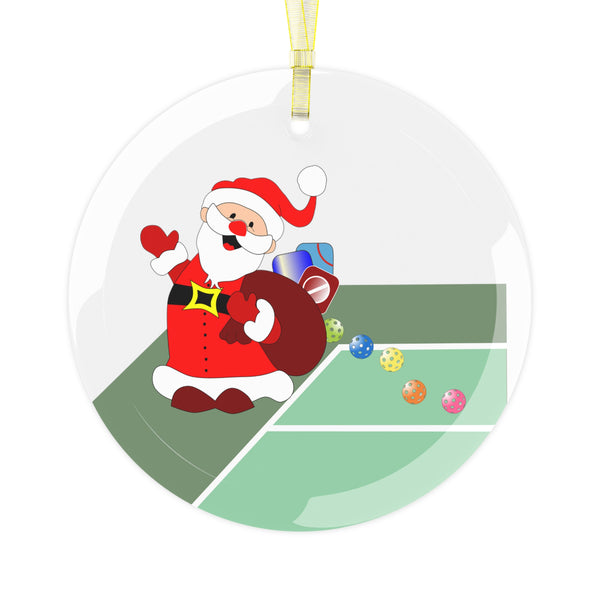 Pickleball Late Santa Glass Christmas Ornament - Great Pickleball Stuff