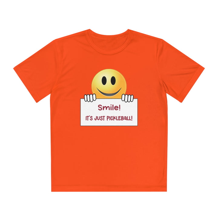 Smile It's Just Pickleball Youth Moisture-Wicking T-Shirt - Great Pickleball Stuff