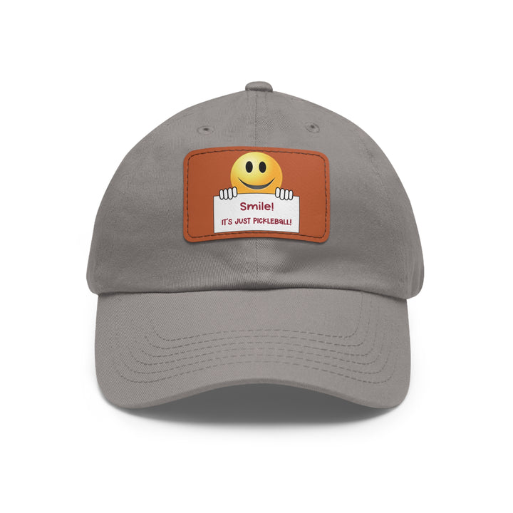 Smile It's Just Pickleball Cap with Leather Patch - Great Pickleball Stuff