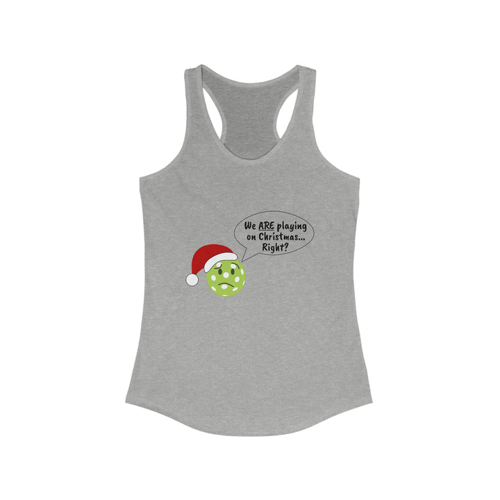 Pickleball Playing on Christmas Women's Racerback Tank - Great Pickleball Stuff