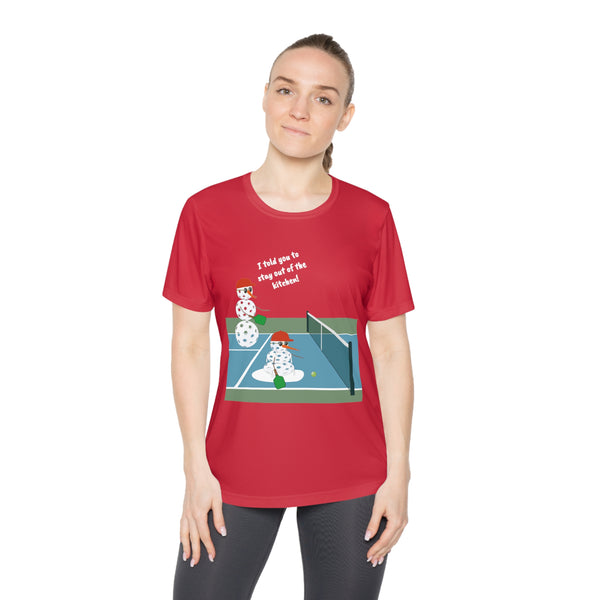 Pickleball Snowmen Women's Moisture-Wicking T-Shirt-Great Pickleball Stuff