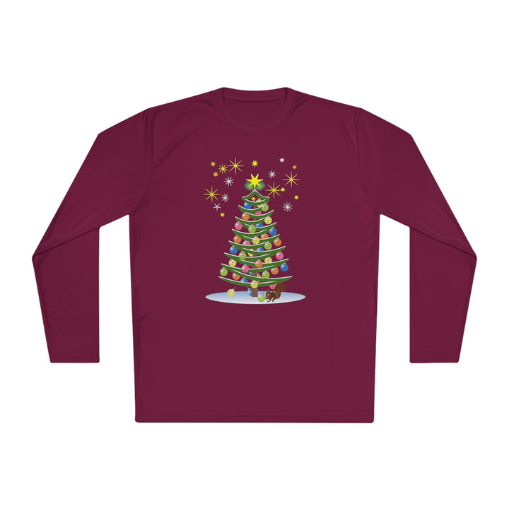 Pickleball Christmas Tree Unisex Moisture-Wicking Long Sleeve Tee - Great Pickleball Stuff