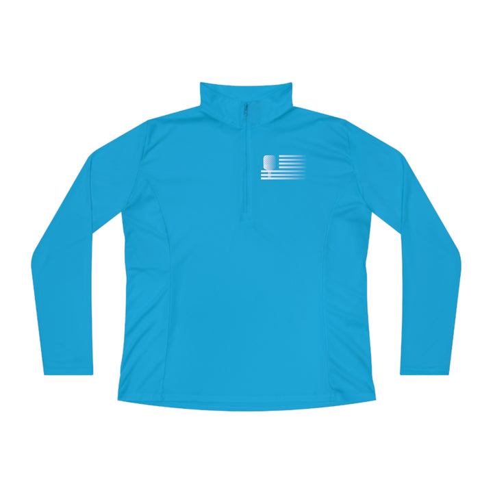 Paddle Flag  Women's Moisture-Wicking Quarter-Zip Pullover - Great Pickleball Stuff