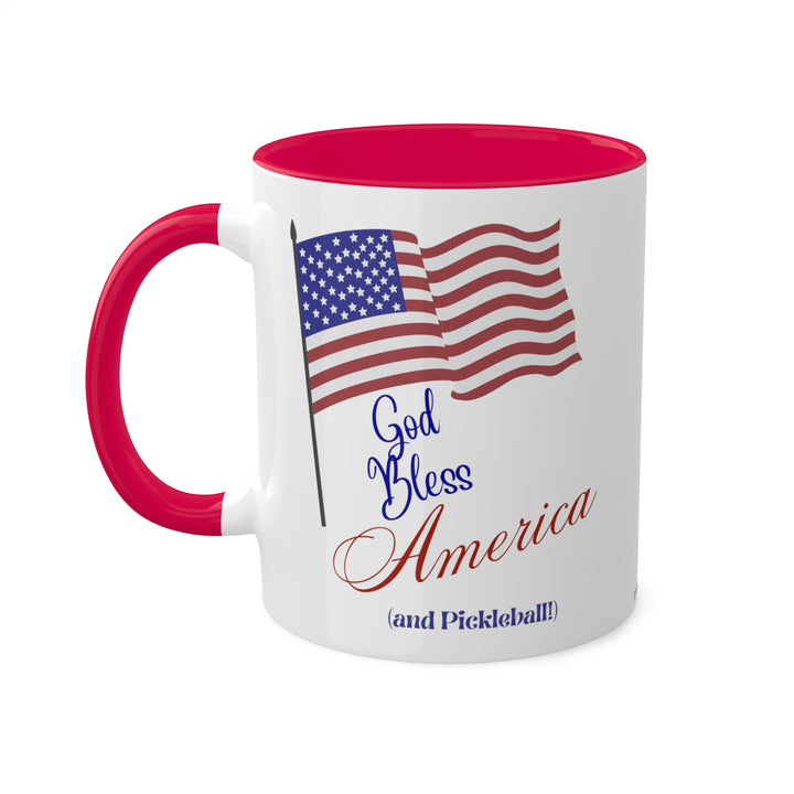 God Bless America and Pickleball Coffee Mug-Great Pickleball Stuff