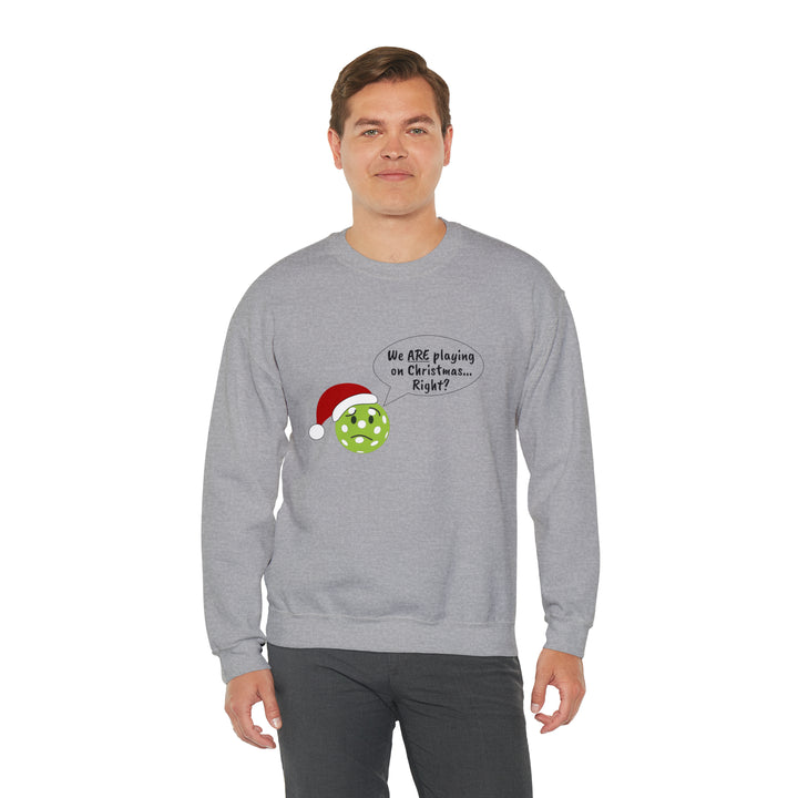 Pickleball Playing on Christmas Unisex Crewneck Sweatshirt - Great Pickleball Stuff