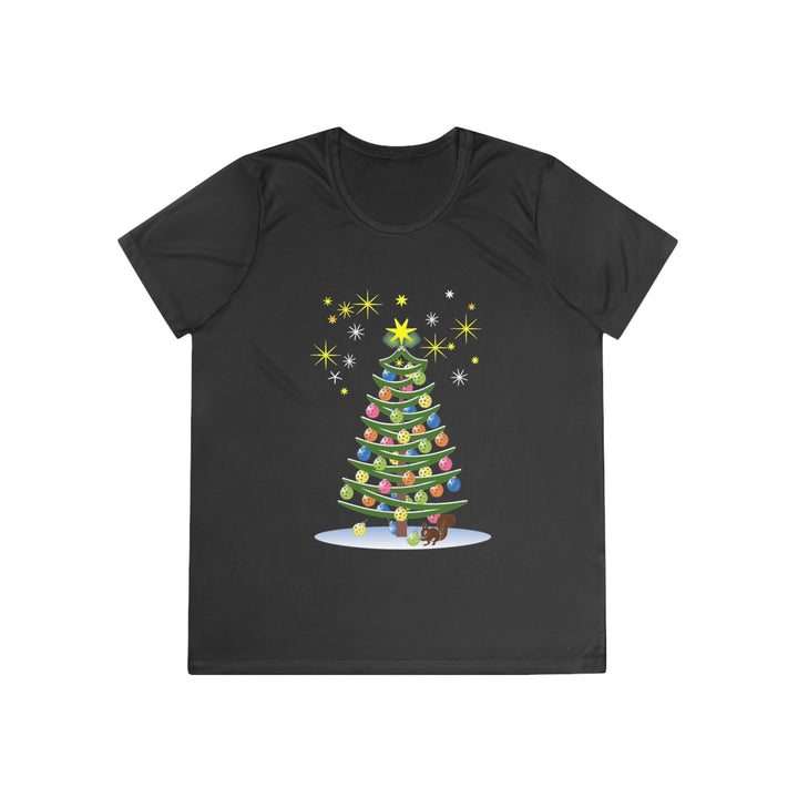 Pickleball Christmas Tree Women's Moisture-Wicking T-Shirt - Great Pickleball Stuff