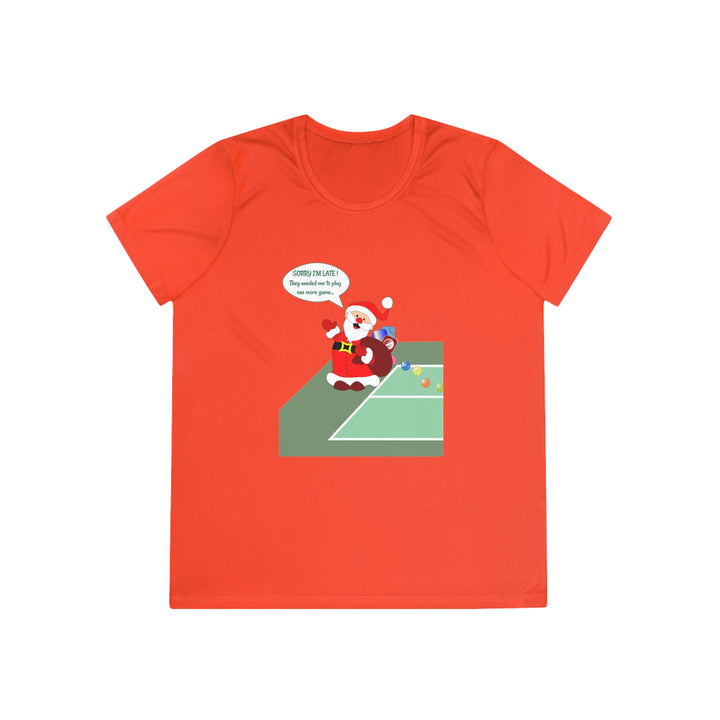 Pickleball Late Santa Women's Moisture-Wicking T-Shirt - Great Pickleball Stuff