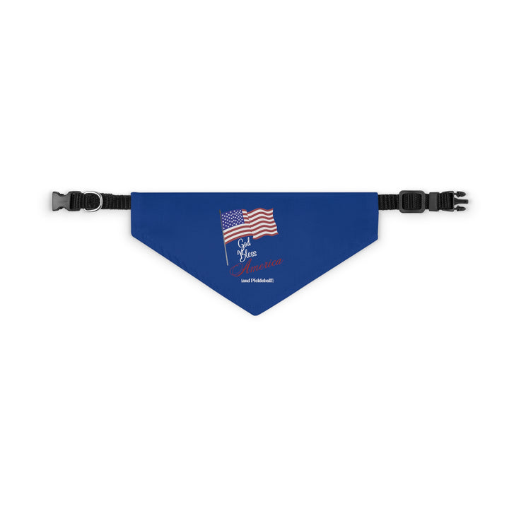 God Bless America and Pickleball Pet Bandana with Collar (Navy) - Great Pickleball Stuff