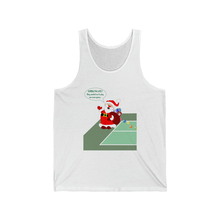 Pickleball Late Santa Unisex Cotton Tank - Great Pickleball Stuff