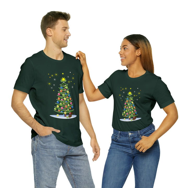 Pickleball Christmas Tree Unisex T-Shirt - Great Pickleball Stuff