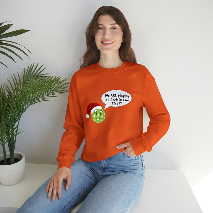 Pickleball Playing on Christmas Unisex Crewneck Sweatshirt - Great Pickleball Stuff