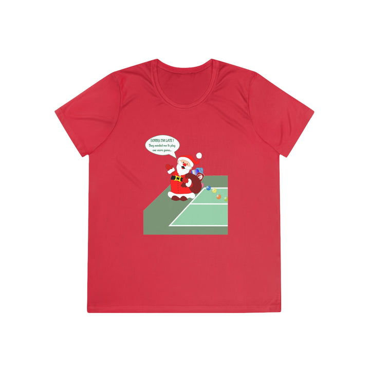 Pickleball Late Santa Women's Moisture-Wicking T-Shirt - Great Pickleball Stuff