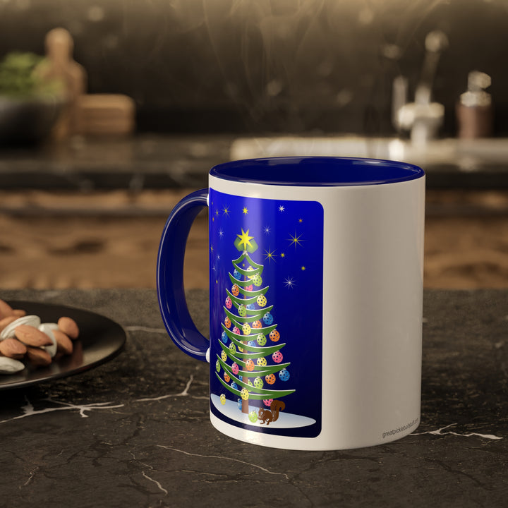 Pickleball Christmas Tree Coffee Mug-Dark Sky - Great Pickleball Stuff