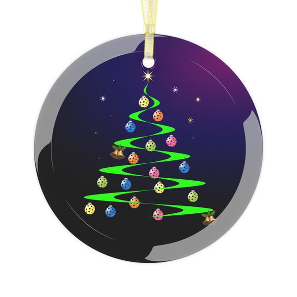 Pickleball Helix Tree Glass Christmas Ornament