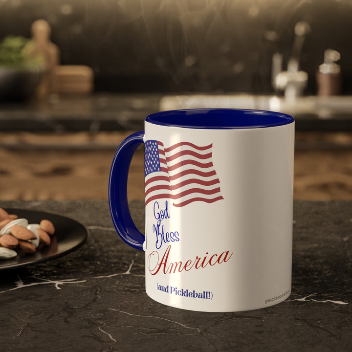 God Bless America and Pickleball Coffee Mug-Great Pickleball Stuff