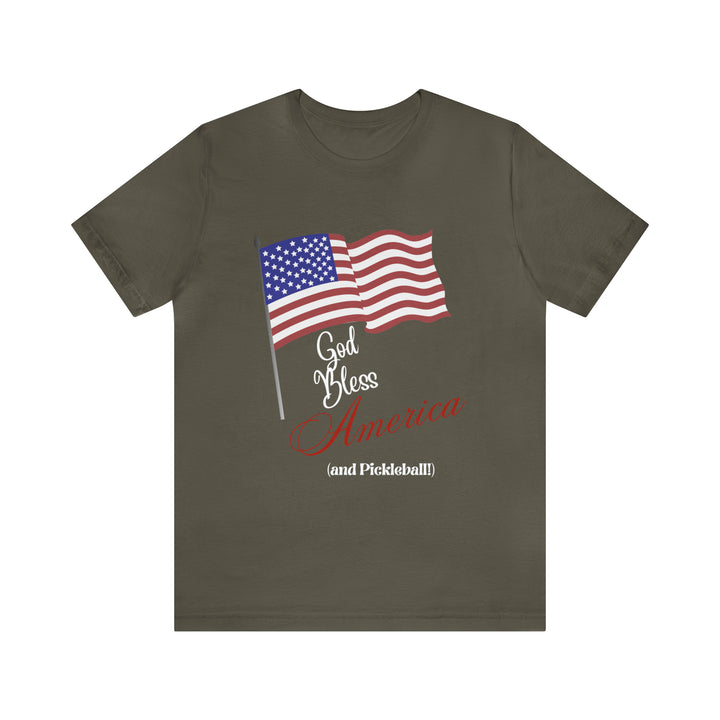 God Bless America and Pickleball Unisex T-Shirt - Great Pickleball Stuff