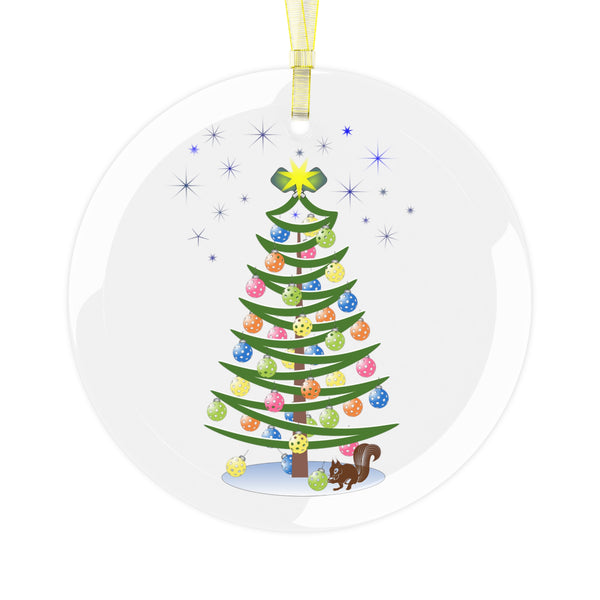 Pickleball Christmas Tree Glass Ornament-Great Pickleball Stuff